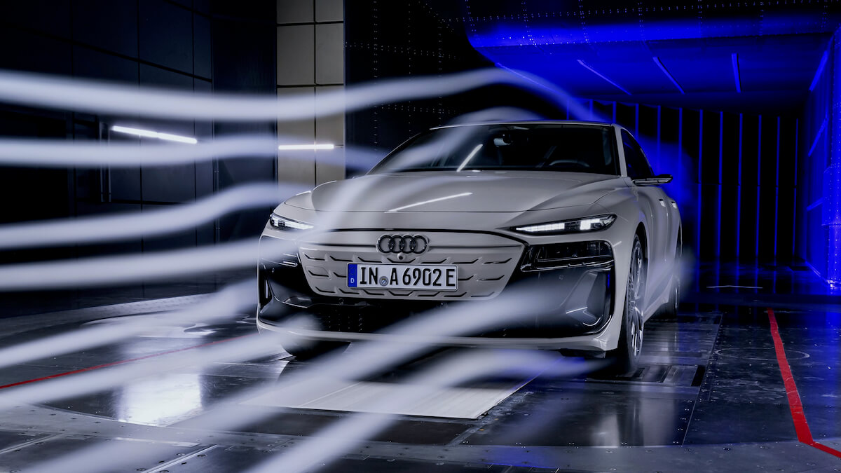 elektrische Audi A6 aerodynamica windtunnel