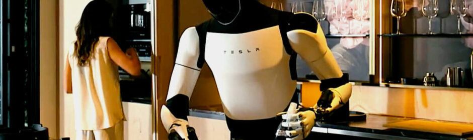 Tesla robot maakt schoon met doek